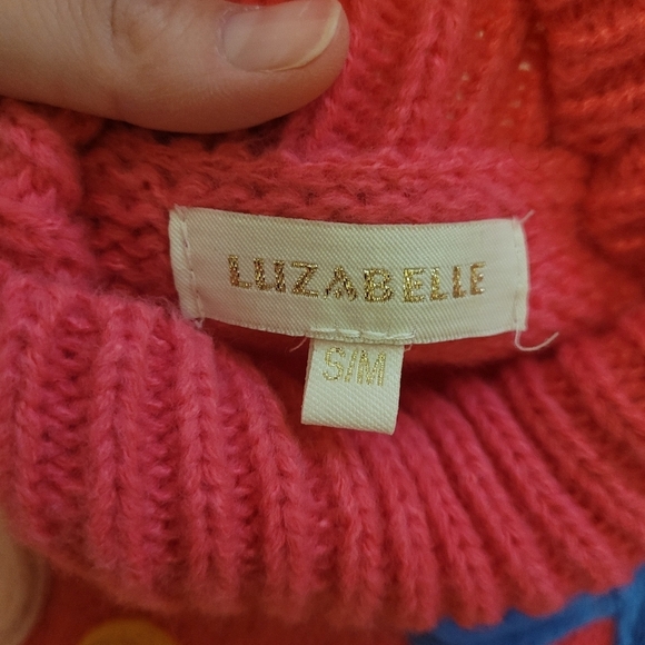 Llizabelle Womens Pink Crochet Floral Sweater Size S/M - Picture 6 of 8